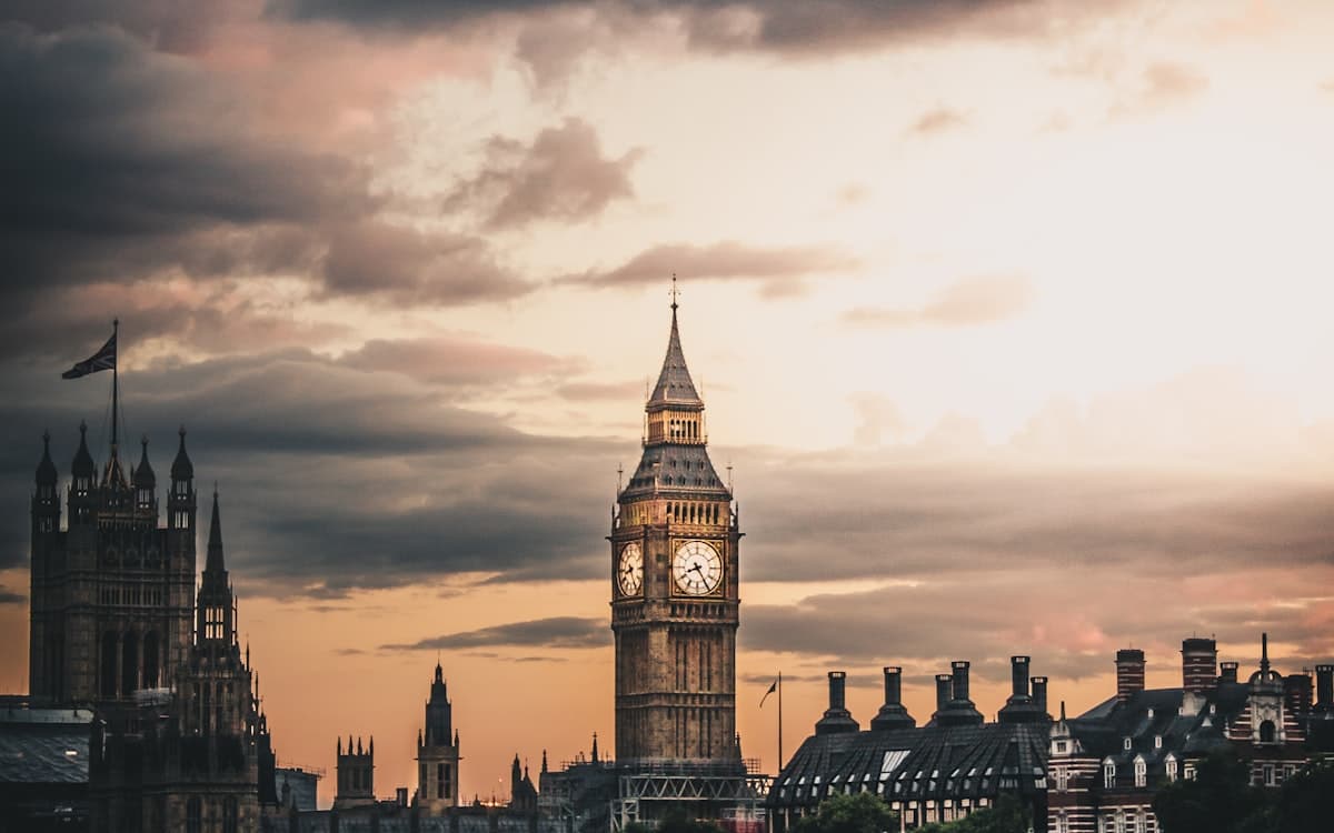 London skyline with Big Ben and Westminster Bridge